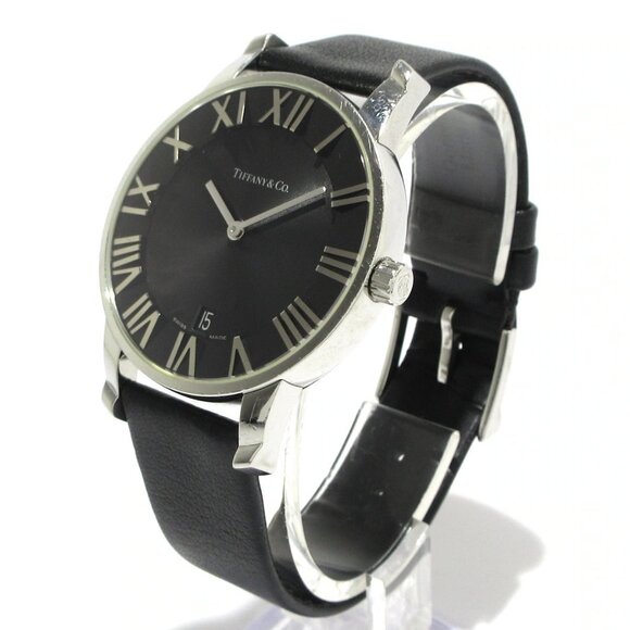 Auth TIFFANY&Co. Atlas Dome - 0******** Black Women's Wrist Watch - Picture 2 of 12